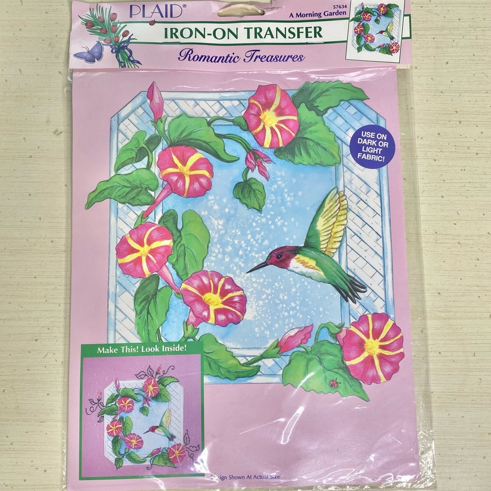 Vintage 1994 Plaid Iron On Transfer Romantic Treasures Hummingbird